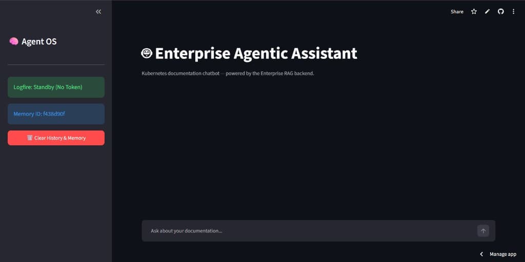 Enterprise Agentic Assistant — Kubernetes RAG preview